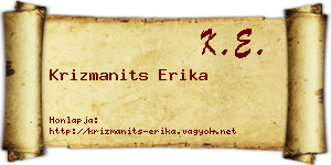 Krizmanits Erika névjegykártya